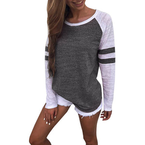 Women Long Sleeve Splice Tops