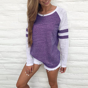 Women Long Sleeve Splice Tops