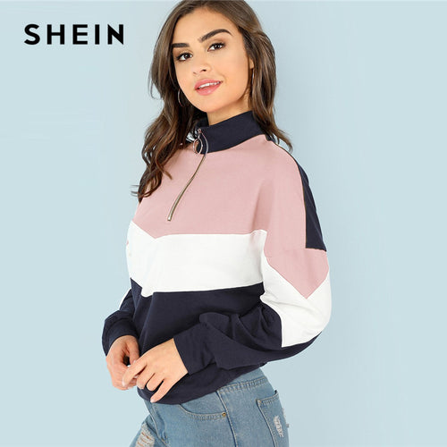 SHEIN Multicolor O-Ring Zip Sweatshirt