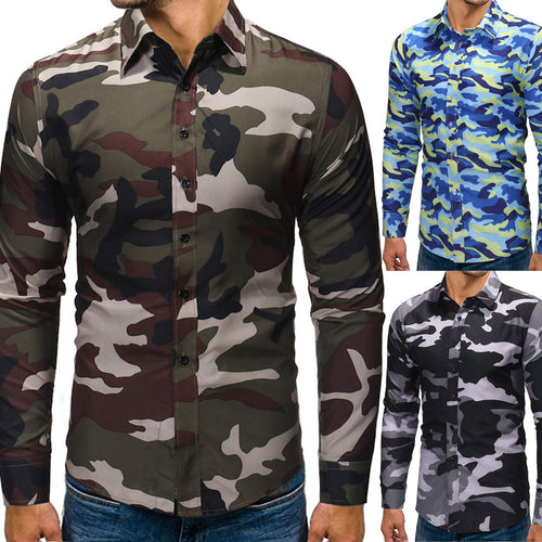 Men's Camouflage Casual  Long Sleeve Shirt