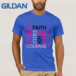 GILDAN Fight Cancer Fight Tshirt FAITH LOVE HOPE Pink Ribbon