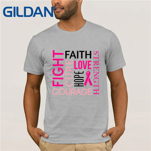 GILDAN Fight Cancer Fight Tshirt FAITH LOVE HOPE Pink Ribbon