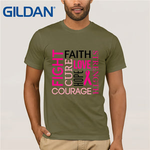 GILDAN Fight Cancer Fight Tshirt FAITH LOVE HOPE Pink Ribbon