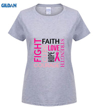 Load image into Gallery viewer, GILDAN Fight Cancer Fight Tshirt FAITH LOVE HOPE Pink Ribbon