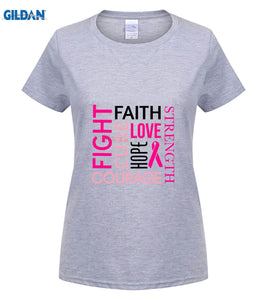 GILDAN Fight Cancer Fight Tshirt FAITH LOVE HOPE Pink Ribbon