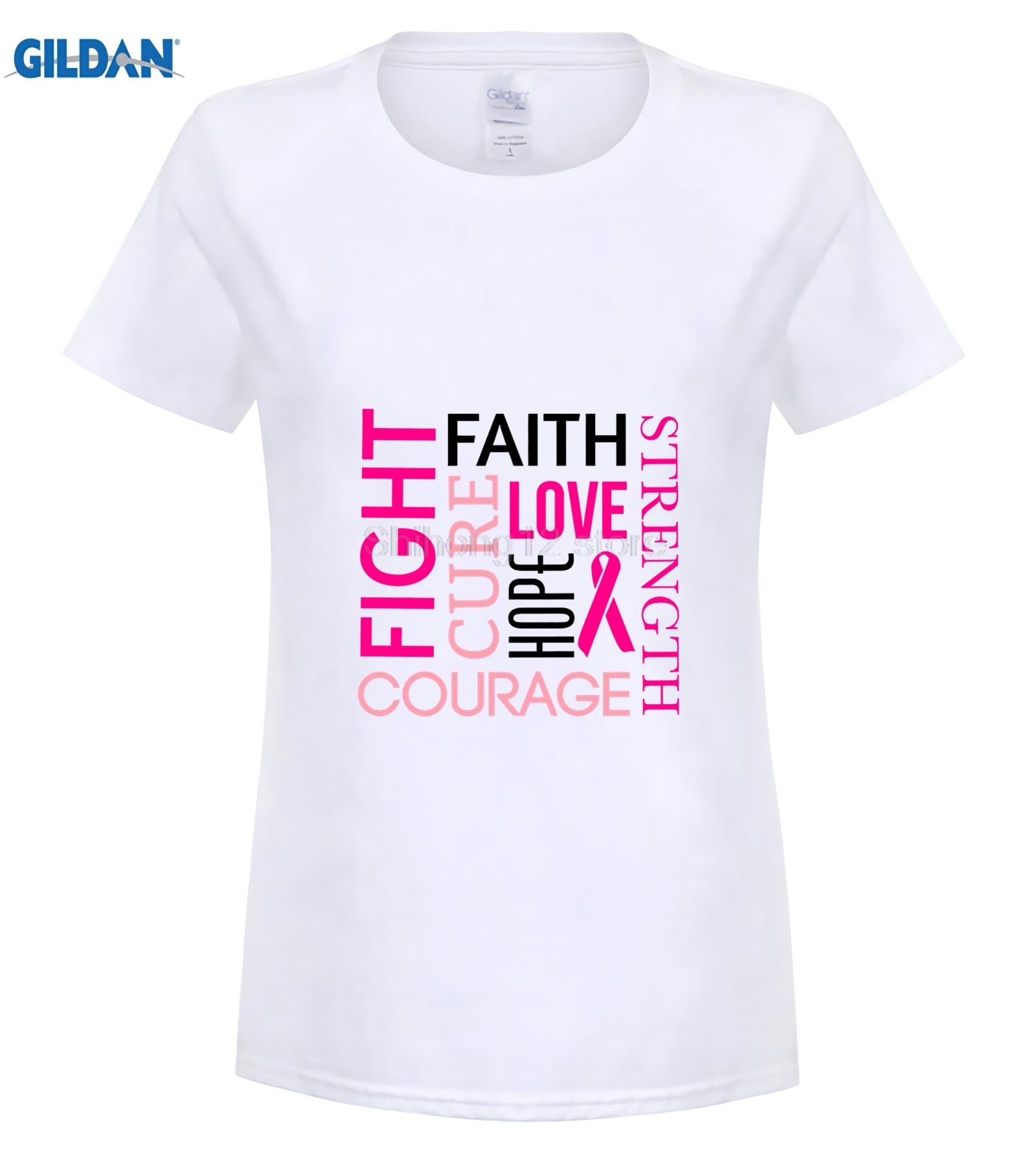 shop4ever® Support Pink Ribbon Breast Cancer Awareness Faith Fight Hope  Raglan Baseball Shirt X-Small Hgrey/Black0